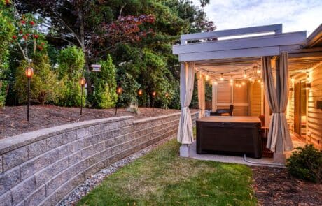 Bellingham Custom Pergola far away view from the right side | True Bearing Built